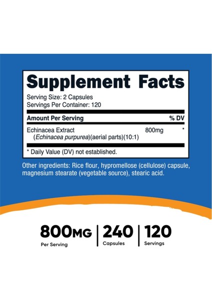 Echinacea 800MG, 240 Capsules - Vegetarian Caps, Non Gmo, Gluten Free, 120 Servings fırsatları