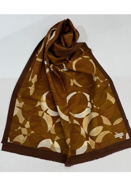 Pamuk Ipek Desenli Şal 41704-TARÇIN-CAMEL