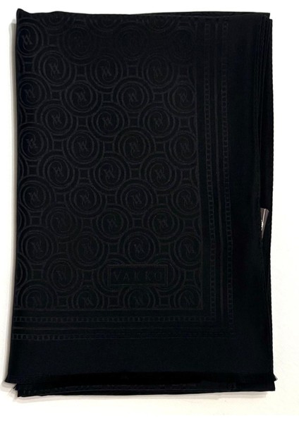 Jakarlı Ipek Özel Seri Monogram Şal 41364-SIYAH