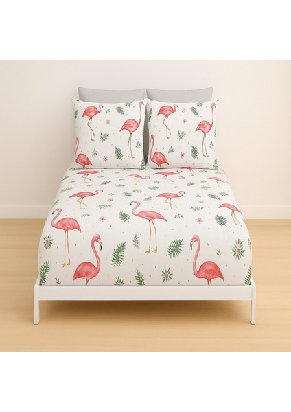Desenli Çift Kişilik 160 x 200 Lastikli Çarşaf ve 2 Adet Yastık Kılıfı
