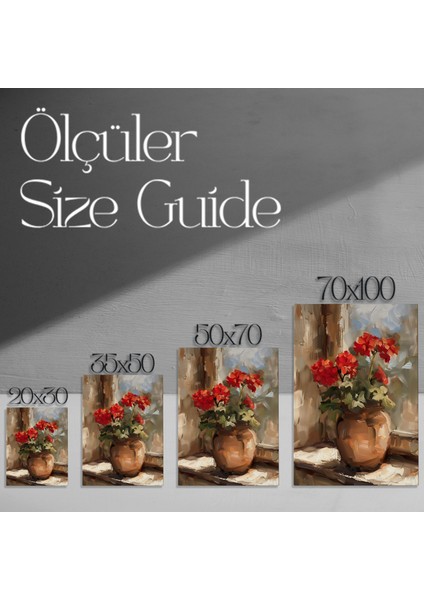 Kırmızı Sardunya Çiçekleri Yağlıboya Tablosu modelleri