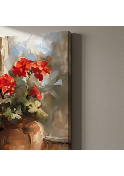 Kırmızı Sardunya Çiçekleri Yağlıboya Tablosu indirimleri