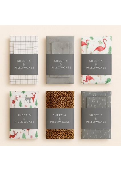 Desenli 140 x 200 Yataklar Için Lastikli Çarşaf ve 2 Adet Yastık Kılıfı fırsatları