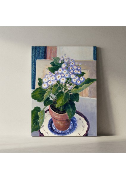 Mor Çiçekli Saksı Bitkisi Yağlıboya Tablosu fiyatları