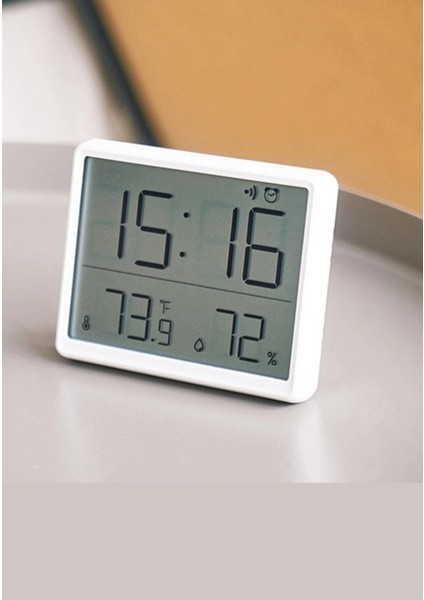 Dijital Oda Termometre Sıcaklık ve Nem Ölçer Masa Saati Alarm LCD Ekran Duvara Takılır Beyaz fiyatları