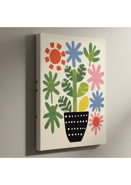 Neşeli Çiçekli Saksı Tablosu