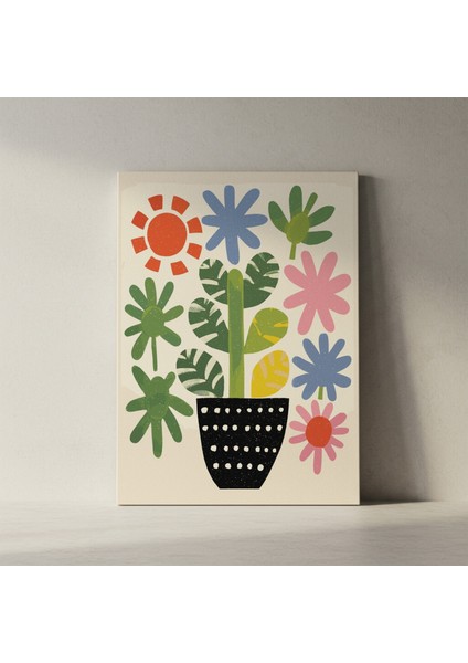 Neşeli Çiçekli Saksı Tablosu fiyatları