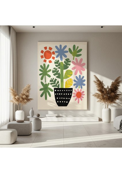 Neşeli Çiçekli Saksı Tablosu fırsatları