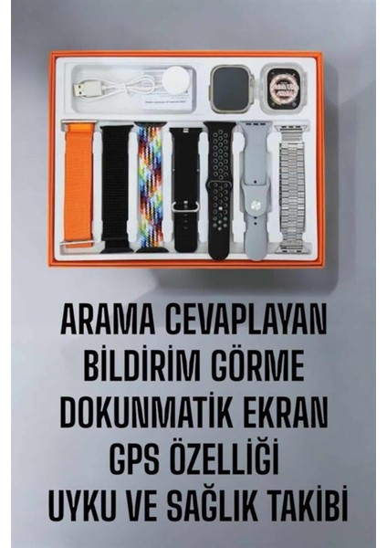 Çok Renkli Akıllı Saat, 7 Kordon Seçeneği, Metal, Plastik ve Hasır Kordon