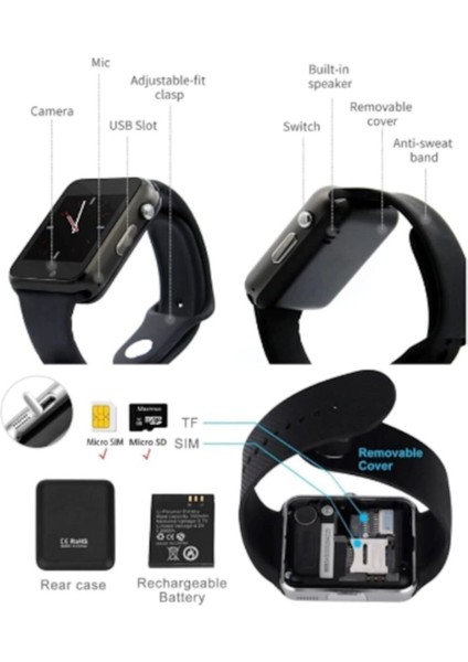 Siyah Sim Kartlı Akıllı Saat, Kamera ve Btk Kayıt Özellikleriyle Yeni Nesil Teknoloji fırsatları