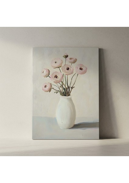 Pastel Pembe Ranunkül Buket Yağlıboya Tablo fiyatları