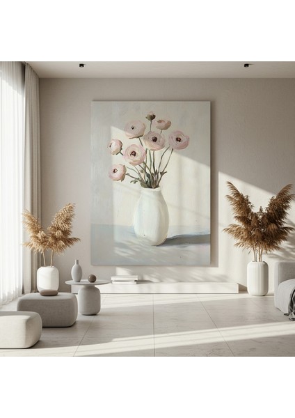 Pastel Pembe Ranunkül Buket Yağlıboya Tablo fırsatları