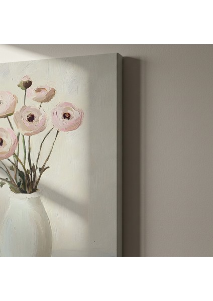 Pastel Pembe Ranunkül Buket Yağlıboya Tablo indirimleri