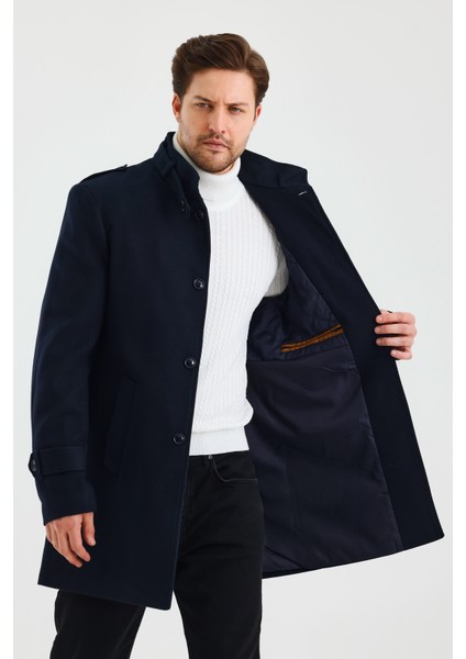 Erkek Slim Fit Lacivert Kaşe Kaban fiyatları