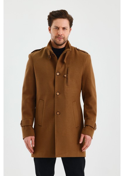 Erkek Taba Renk Kaşe Kaban