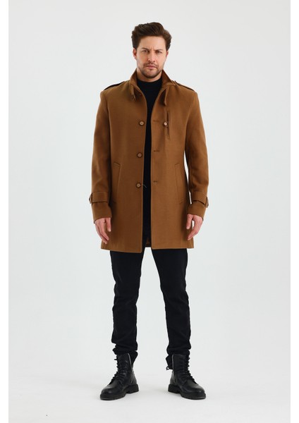 Erkek Taba Renk Kaşe Kaban