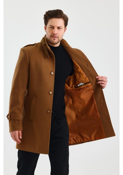 Erkek Taba Renk Kaşe Kaban