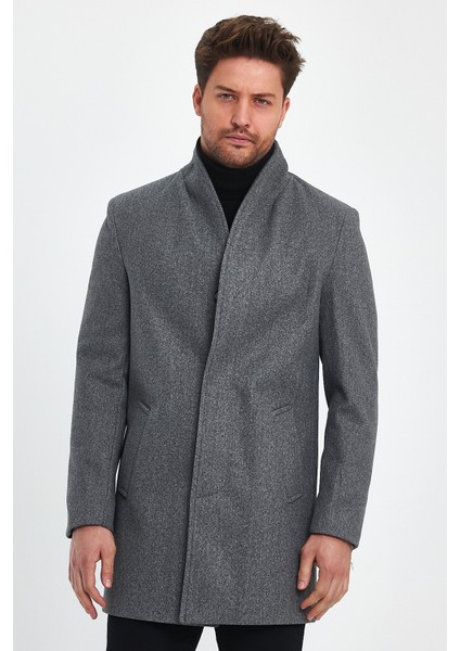 Erkek Slim Fit Kapalı Gri Kaşe Kaban modelleri