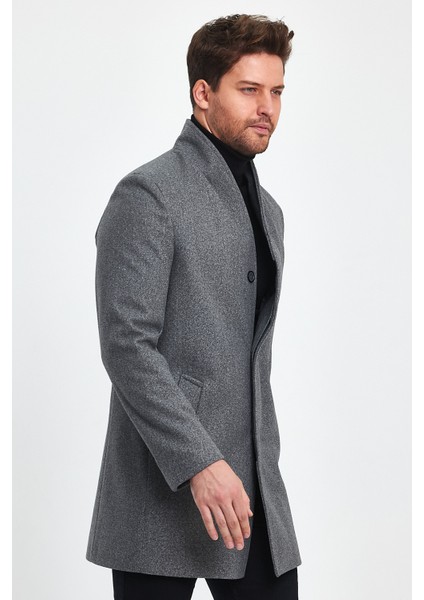 Erkek Slim Fit Kapalı Gri Kaşe Kaban indirimleri