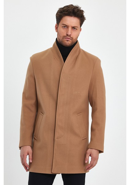 Erkek Slim Fit Kahverengi Kaşe Kaban indirimleri