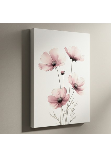Pastel Pembe Çiçekler Soyut Sanat Tablosu