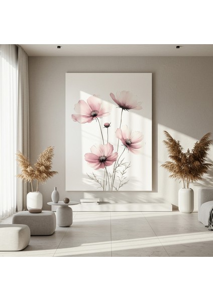 Pastel Pembe Çiçekler Soyut Sanat Tablosu fırsatları