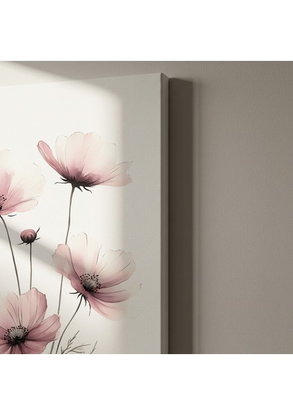 Pastel Pembe Çiçekler Soyut Sanat Tablosu indirimleri