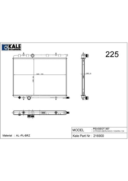 Radyatör P307 1.4 Ie-Xsara-Berlıngo 1.6 Ie 16V 1 Sıra Alb Sistem
