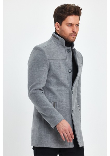 Erkek Açık Gri Dar Kalıp Kaşe Kaban fiyatları