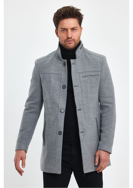 Erkek Açık Gri Dar Kalıp Kaşe Kaban indirimleri