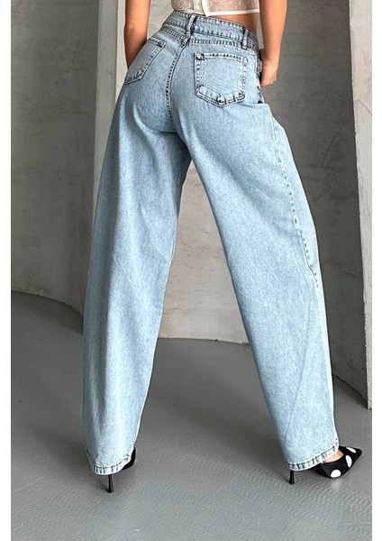 Baggy Kar Yıkama Buz Mavi Jeans Pantolon D2007 modelleri