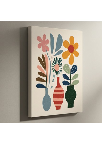 Modern Tarzı Çiçekli Vazolar Soyut Sanat Tablosu