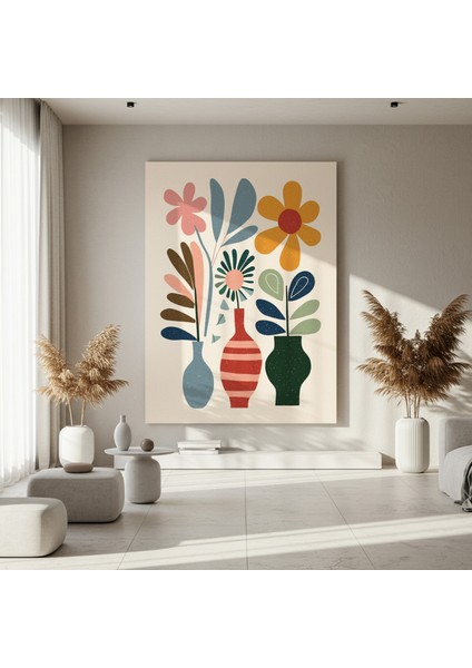 Modern Tarzı Çiçekli Vazolar Soyut Sanat Tablosu fırsatları