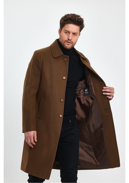 Erkek Taba Uzun Regular Fit Kaşe Kaban fiyatları