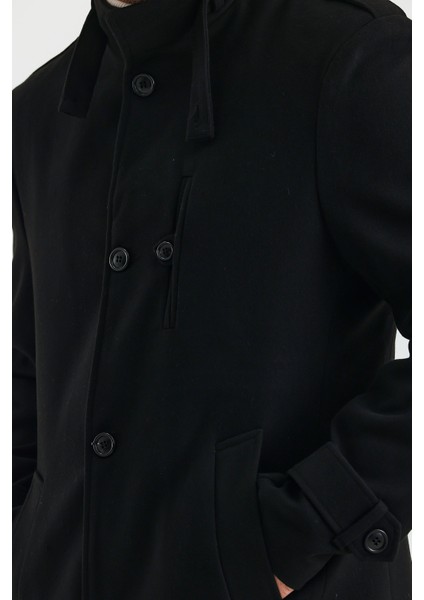 Erkek Siyah Dar Kalıp Kaşe Kaban fırsatları