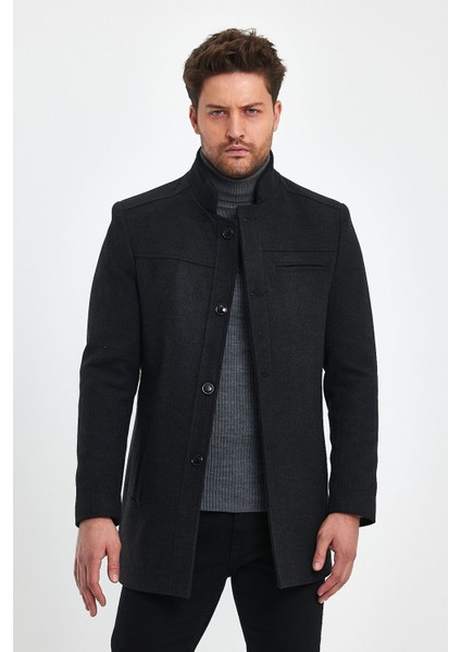 Erkek Antrasit Dar Kalıp Kaşe Kaban indirimleri