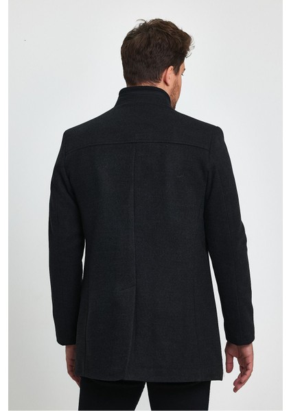 Erkek Antrasit Dar Kalıp Kaşe Kaban