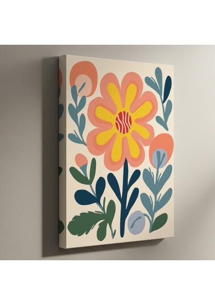 Neşeli Çiçek Desenli Modern Sanat Tablosu