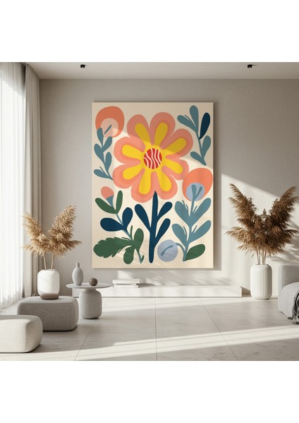Neşeli Çiçek Desenli Modern Sanat Tablosu fırsatları
