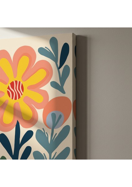 Neşeli Çiçek Desenli Modern Sanat Tablosu indirimleri