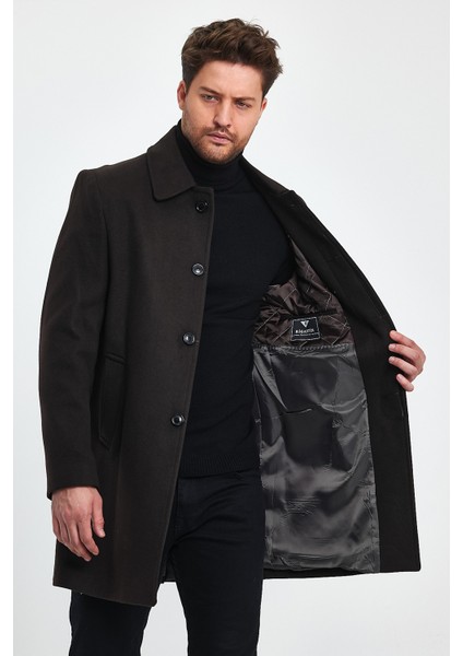 Erkek Regular Fit Fit Kapalı Kahverengi Kaşe Kaban fiyatları