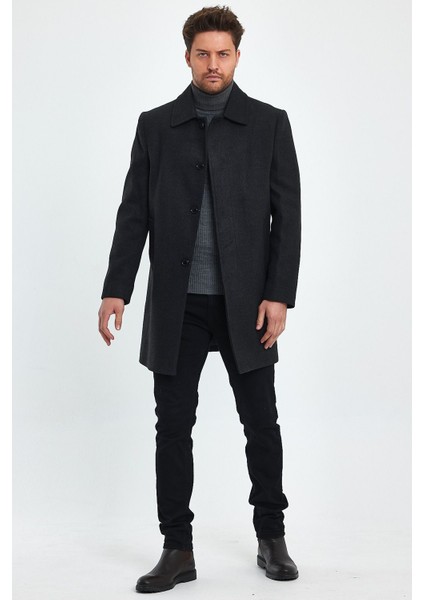 Erkek Antrasit Regular Fit Kaşe Kaban fiyatları
