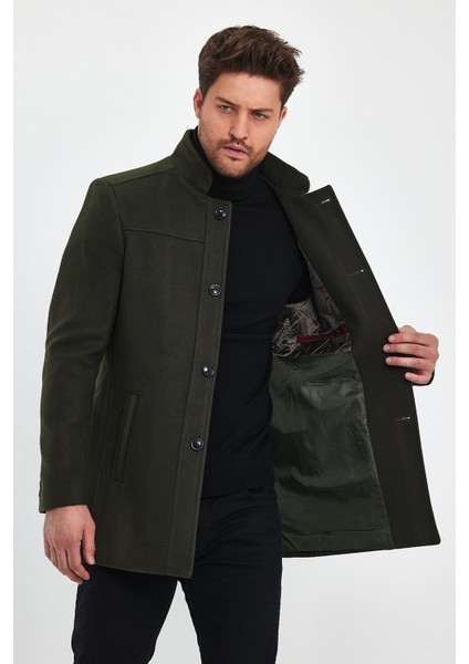 Erkek Yeşil Dar Kalıp Kaşe Kaban fiyatları