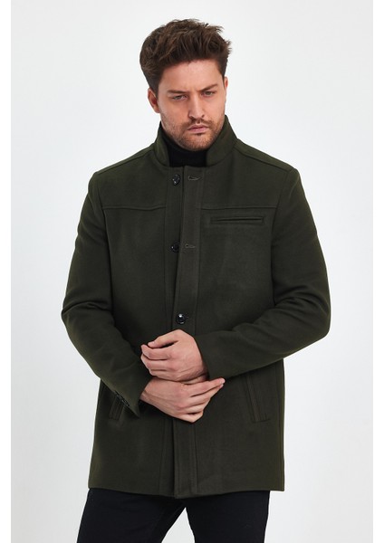 Erkek Yeşil Dar Kalıp Kaşe Kaban fırsatları