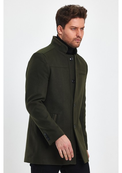 Erkek Yeşil Dar Kalıp Kaşe Kaban indirimleri