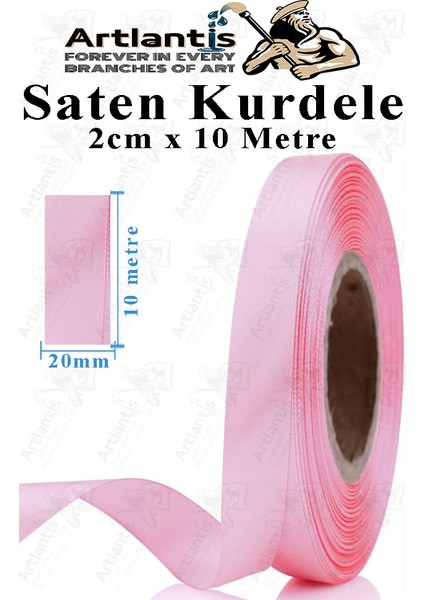 Kurdele Saten 2 cm 10 Metre 1 Adet Saten Kurdela Parlak Hediye ve Süsleme Şeridi Süs Paketleme Çiçek Saç El Sanatı
