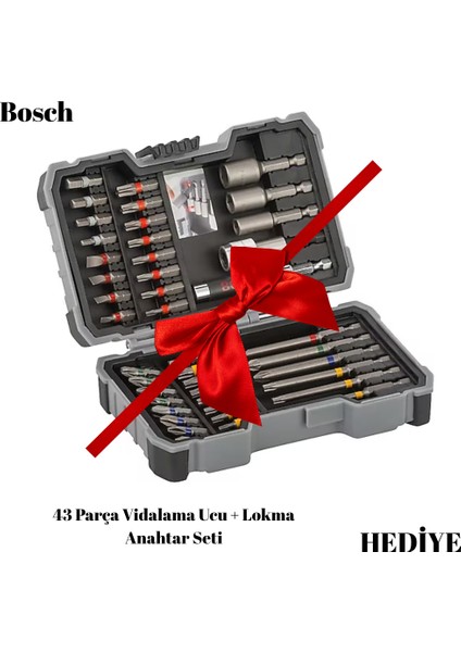 Gsb 12V-30 2.0AH Çift Akülü Darbeli Vidalama +43 Parça Vidalama Ucu + Lokma Anahtar Seti Hediye