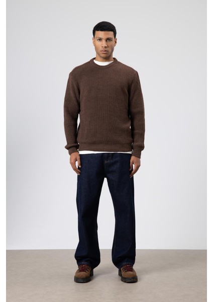 Bisiklet Yaka Oversize Triko Kazak Vizon indirimleri