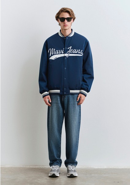 Mavi Jeans Baskılı Lacivert Kolej Ceket 0110624-89353 fırsatları