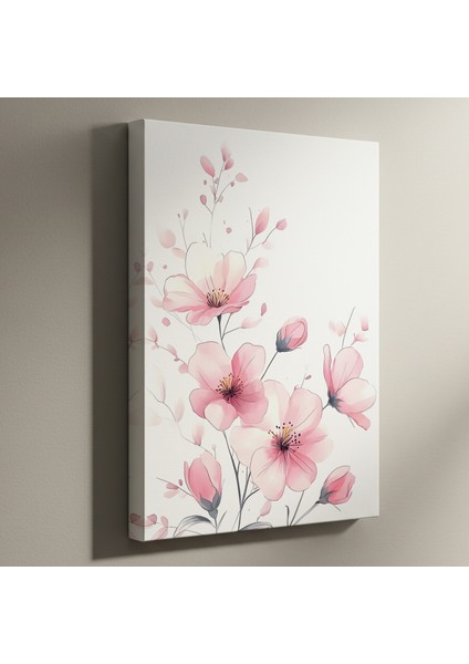 Pastel Pembe Çiçekler Suluboya Tablosu